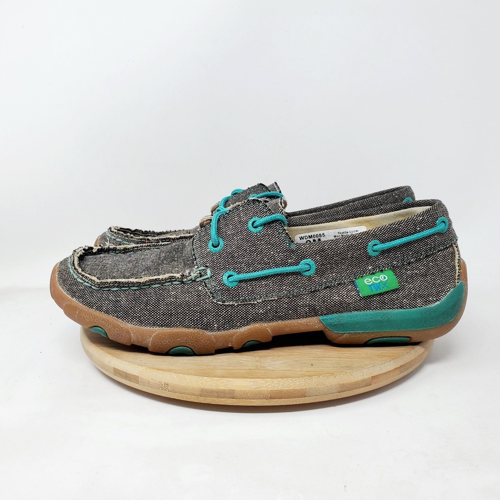 Twisted X Shoes Womens 9 Boat Shoes Driving Moc Canvas Loafer Slip On Casual